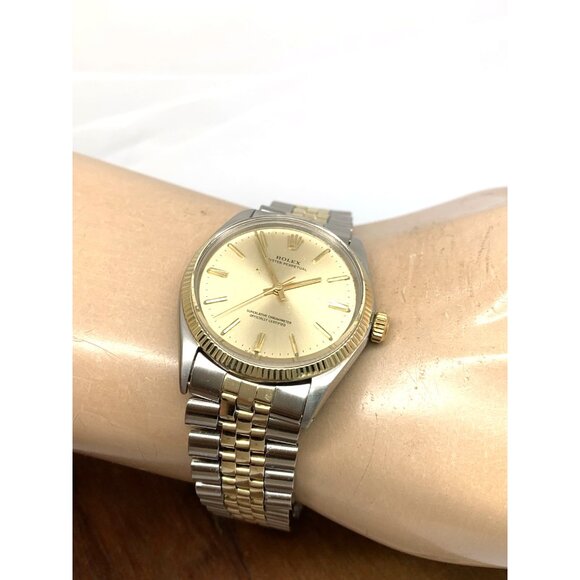 Rolex Oyster Perpetual Men's Watch 1005 Swiss Automatic Vintage 1969 2-Tone 34mm - Picture 5 of 13